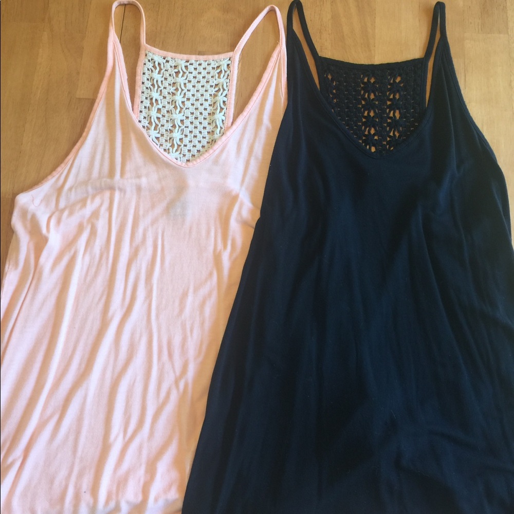 2 old navy crochet back tank tops, medium