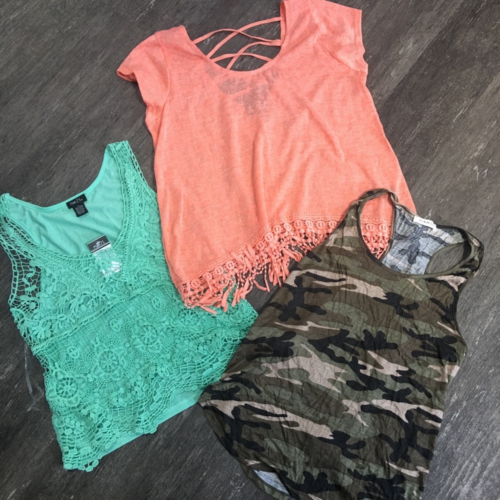 Summer sale tank tops!!! Turquoise pink camo tops
