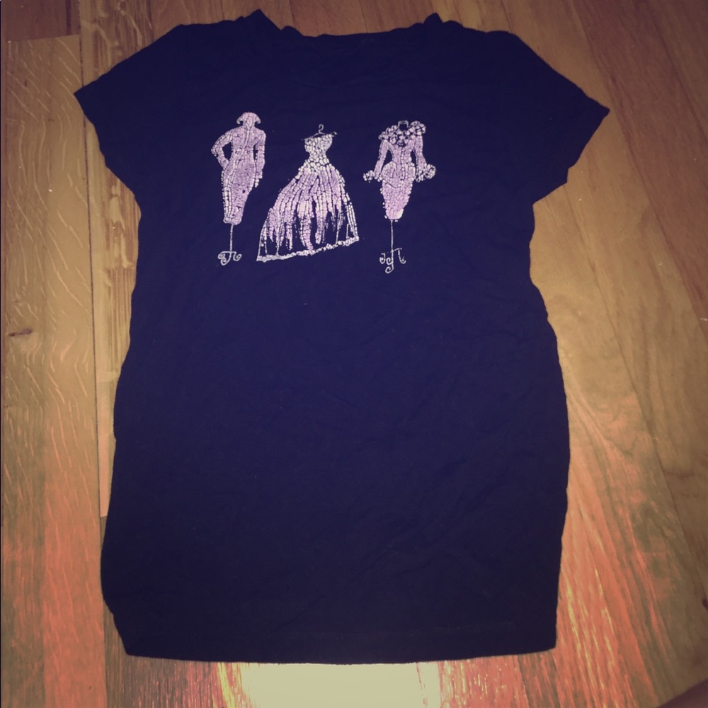 A black tshirt with designer dresses
