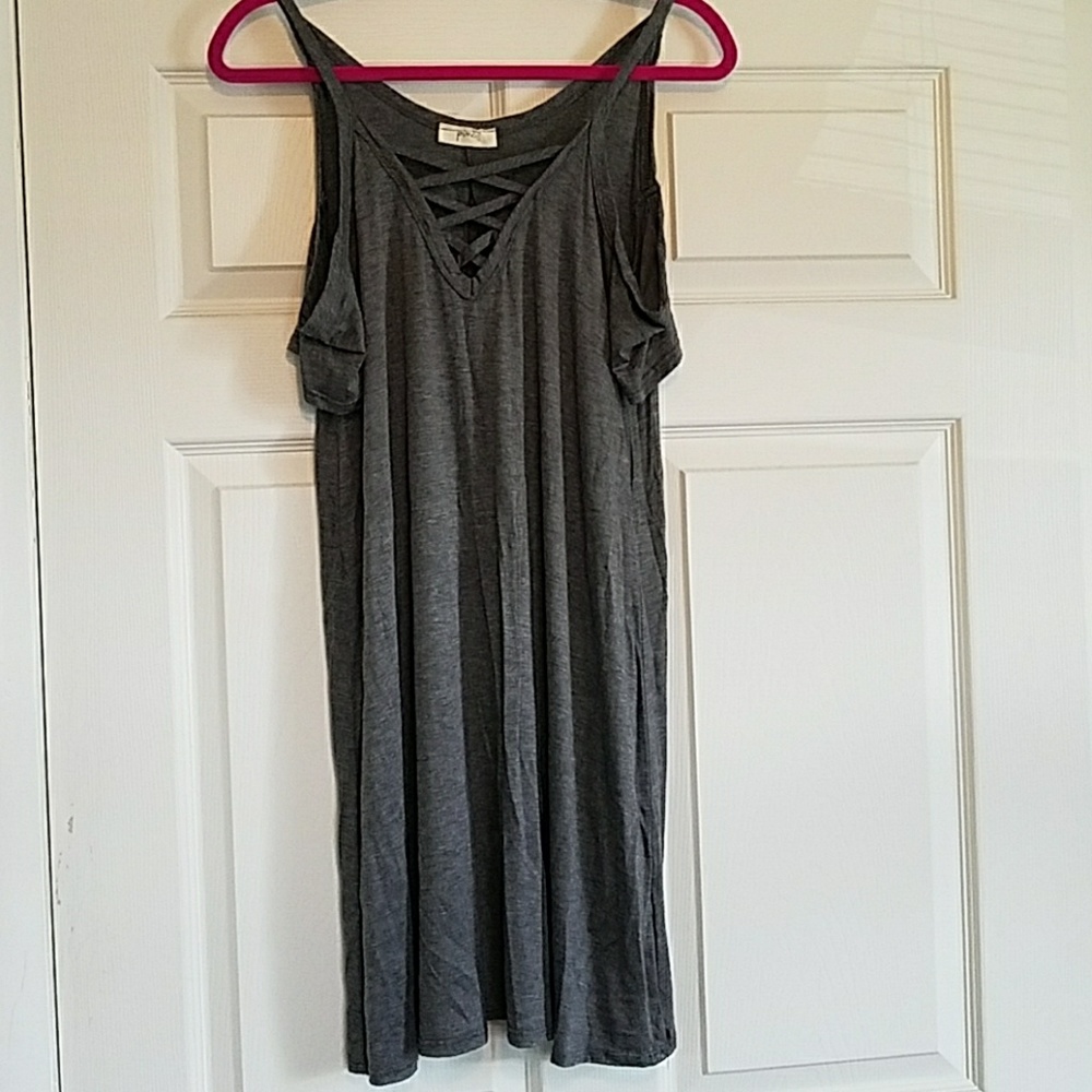 Grey lace front dress