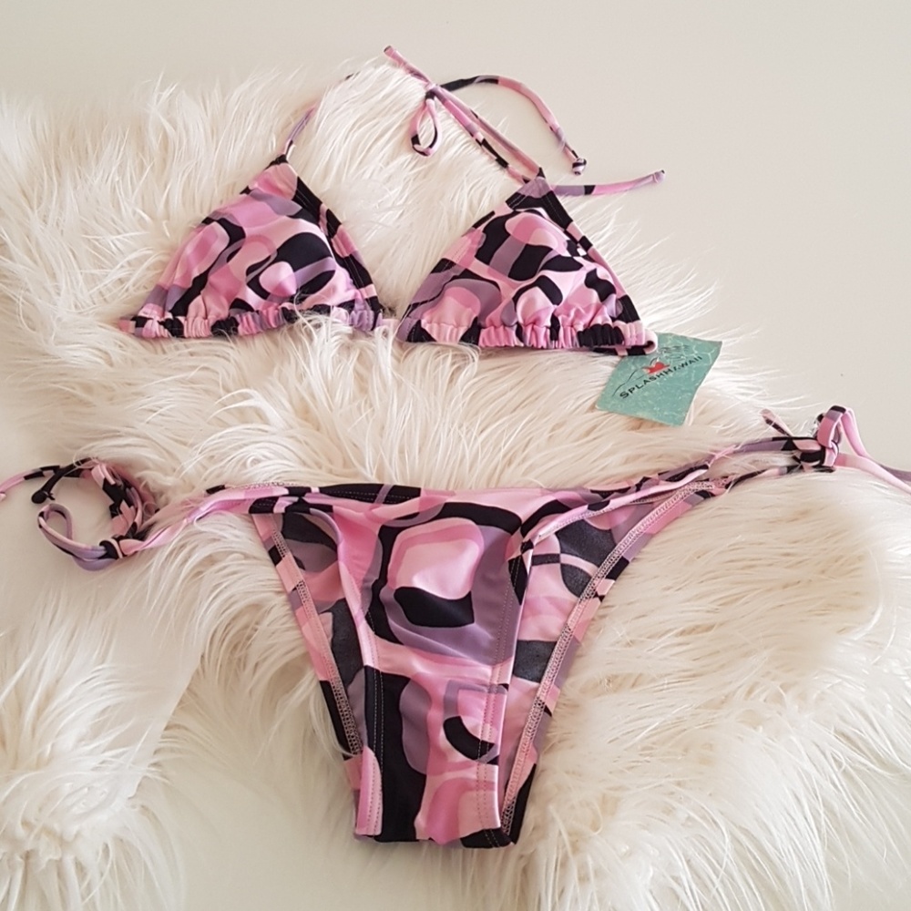 Pink Geometric Brazilian Bikini