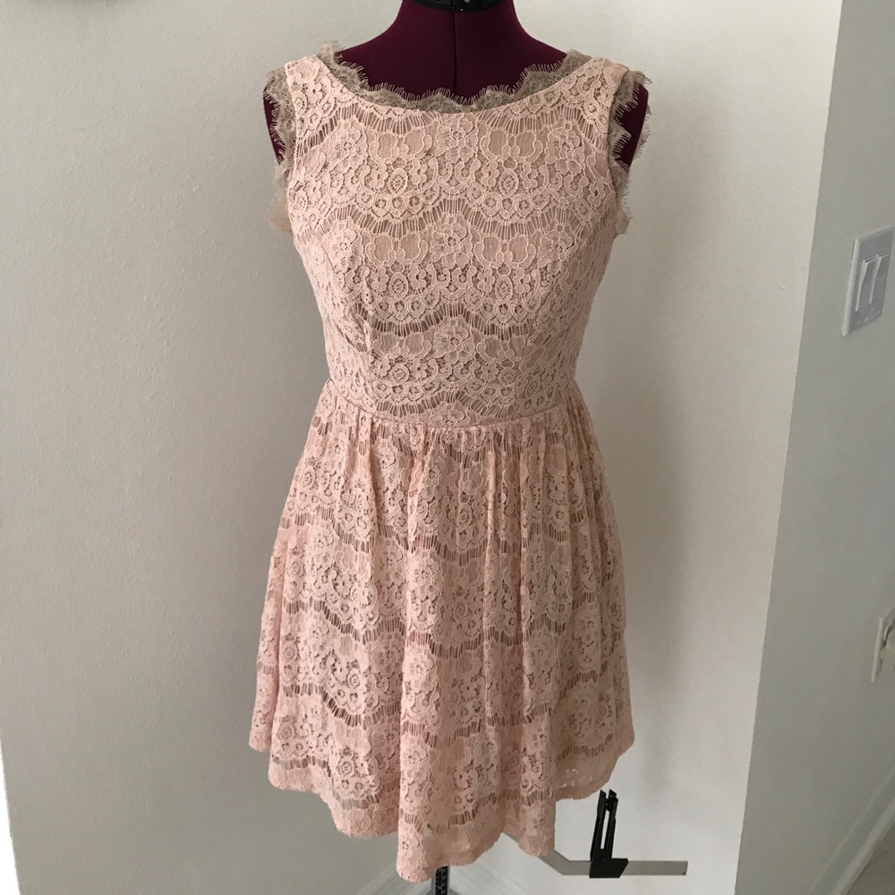 Modcloth Happily Ever Actor pink lace dress