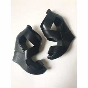 Diane von Furstenberg Opal Leather Wood Wedges