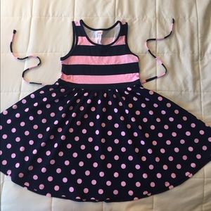 Justice pink and blue Polka Dot Skater style Dress