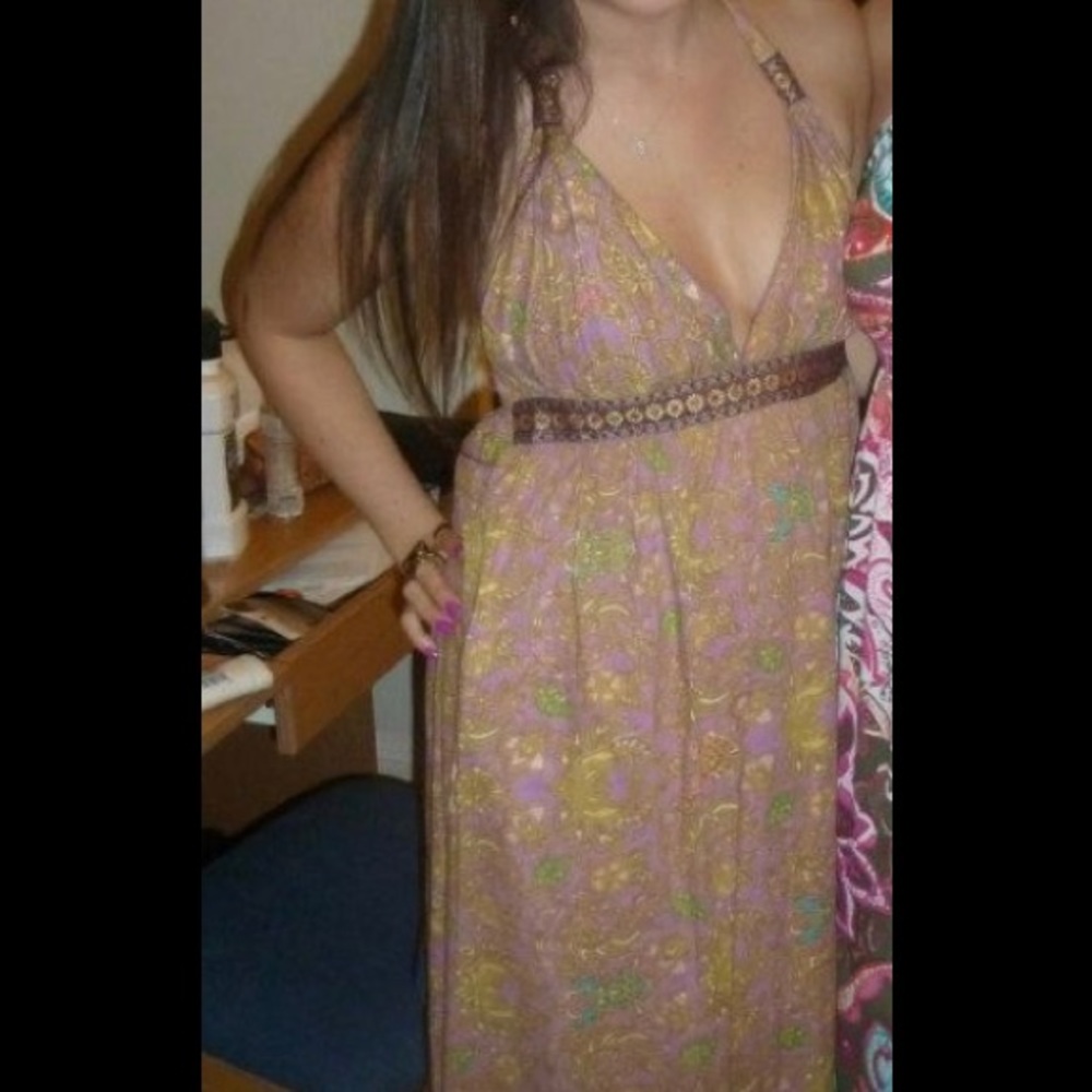Vintage v-neck cotton maxi dress