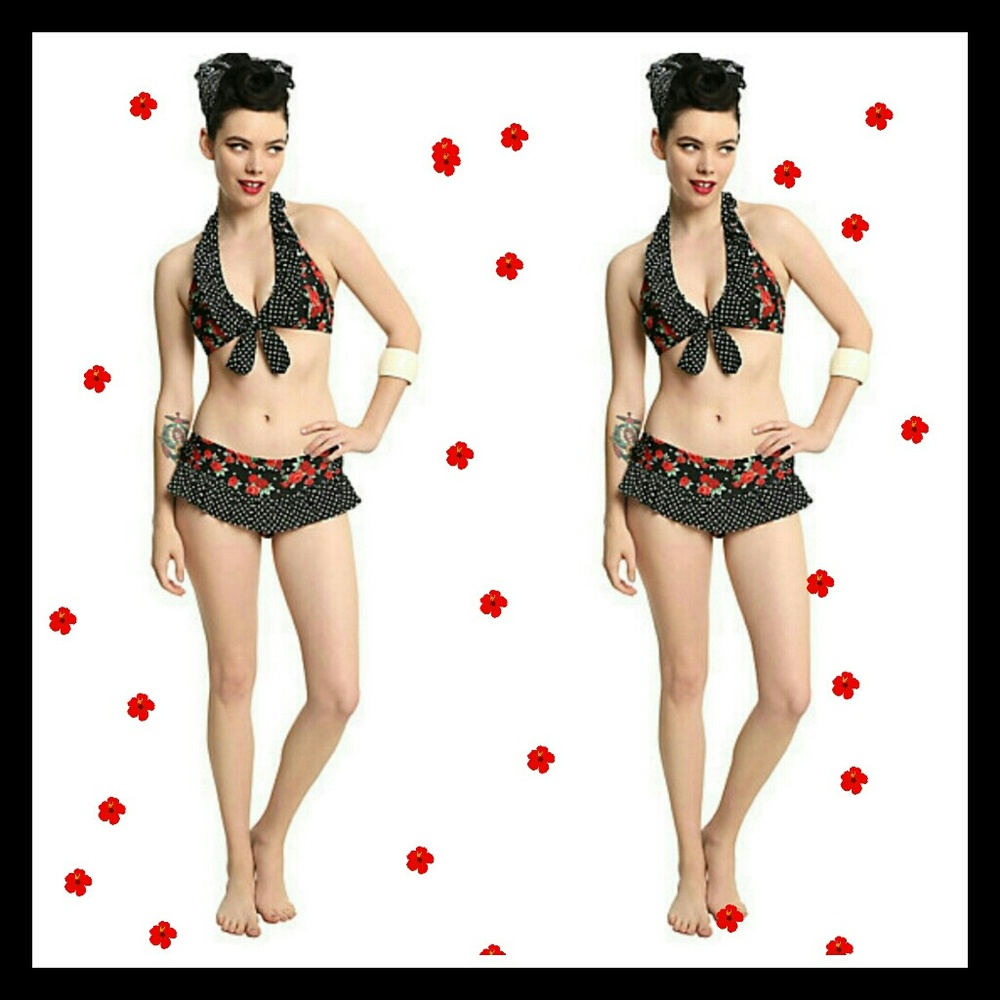 New! Polka dot & Rose sailor swim bottoms - Picture 3 of 3