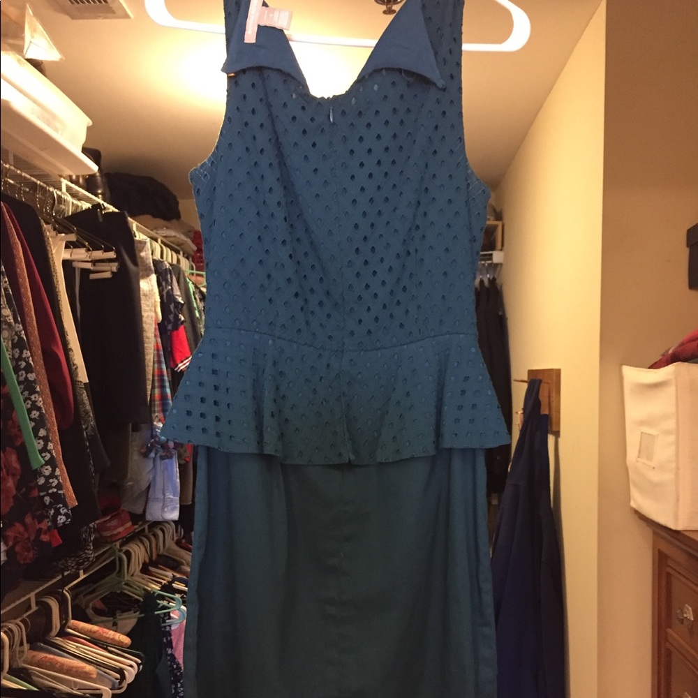 Teal Banana Republic Peplum dress