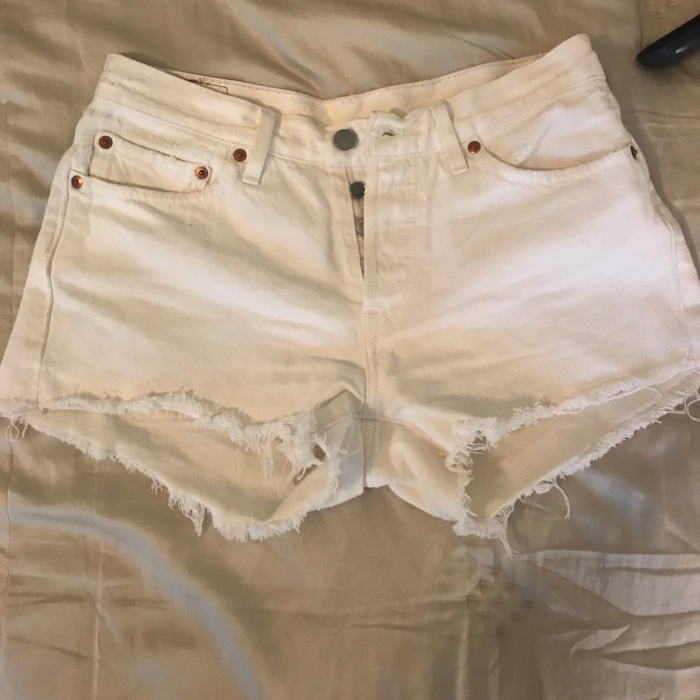 White Levi short shorts. Size: 27