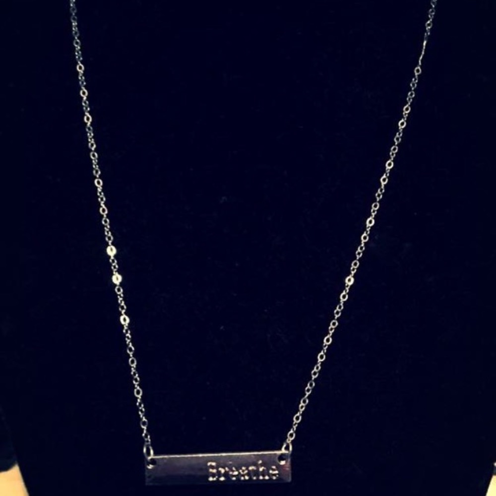 Hand stamped Silver "Breathe" Necklace