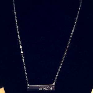 Hand stamped Silver "Breathe" Necklace