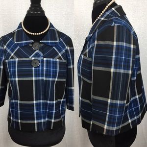 Vintage Inspired Blue and Black Plaid Coat