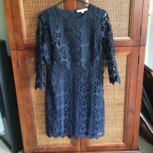 Gorgeous navy lace overlay long sleeve dress NWT