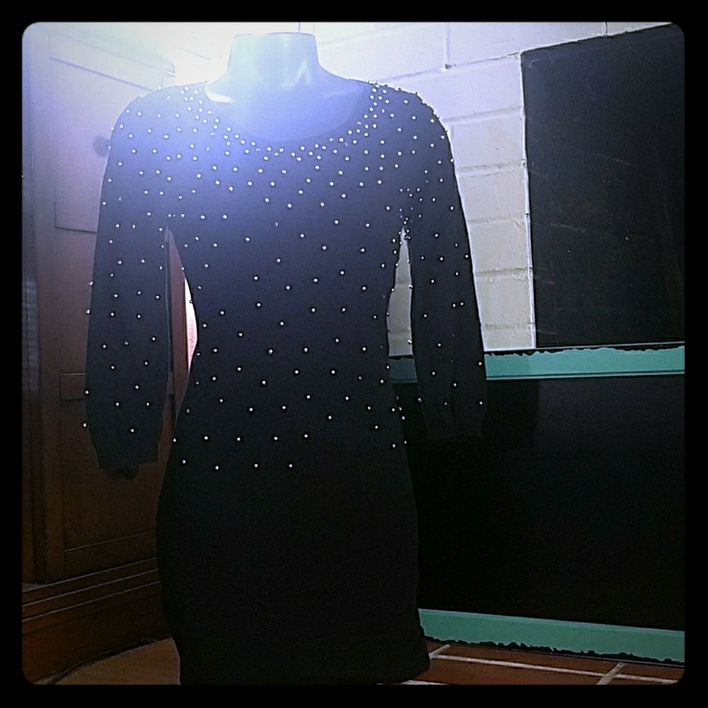 Sexy black sweat type blinges out dress
