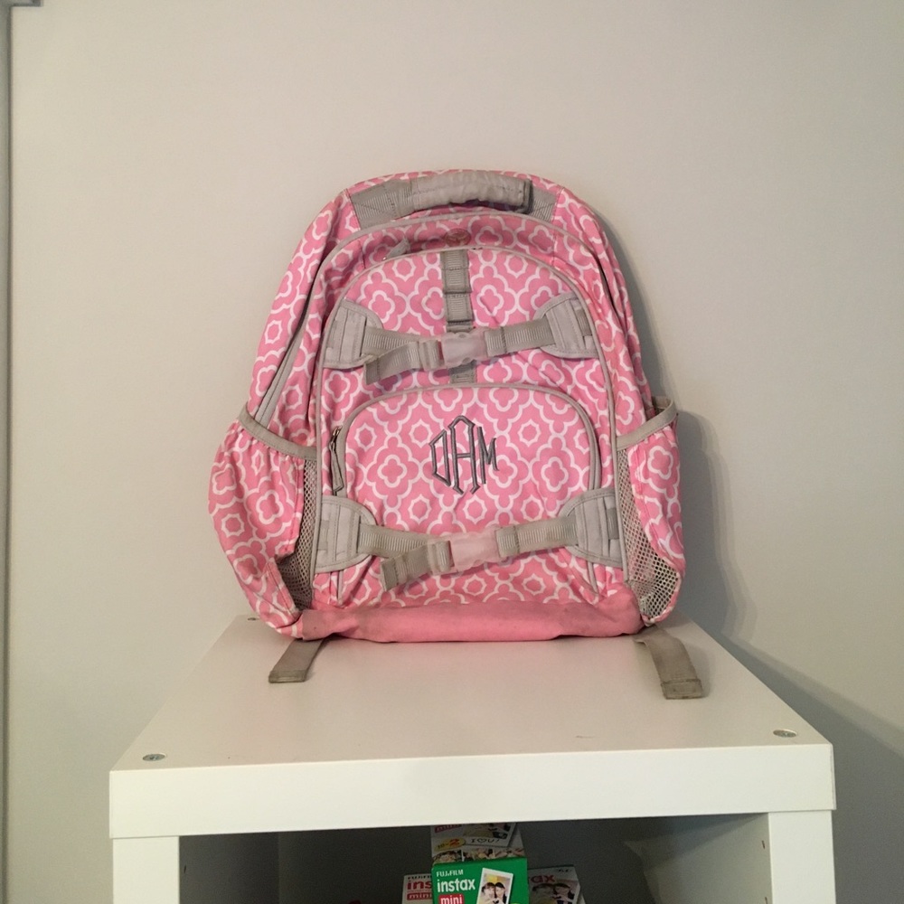 Pink printed girls book bag