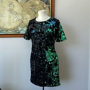 Topshop Multicolor Sequin Velvet Mini Dress