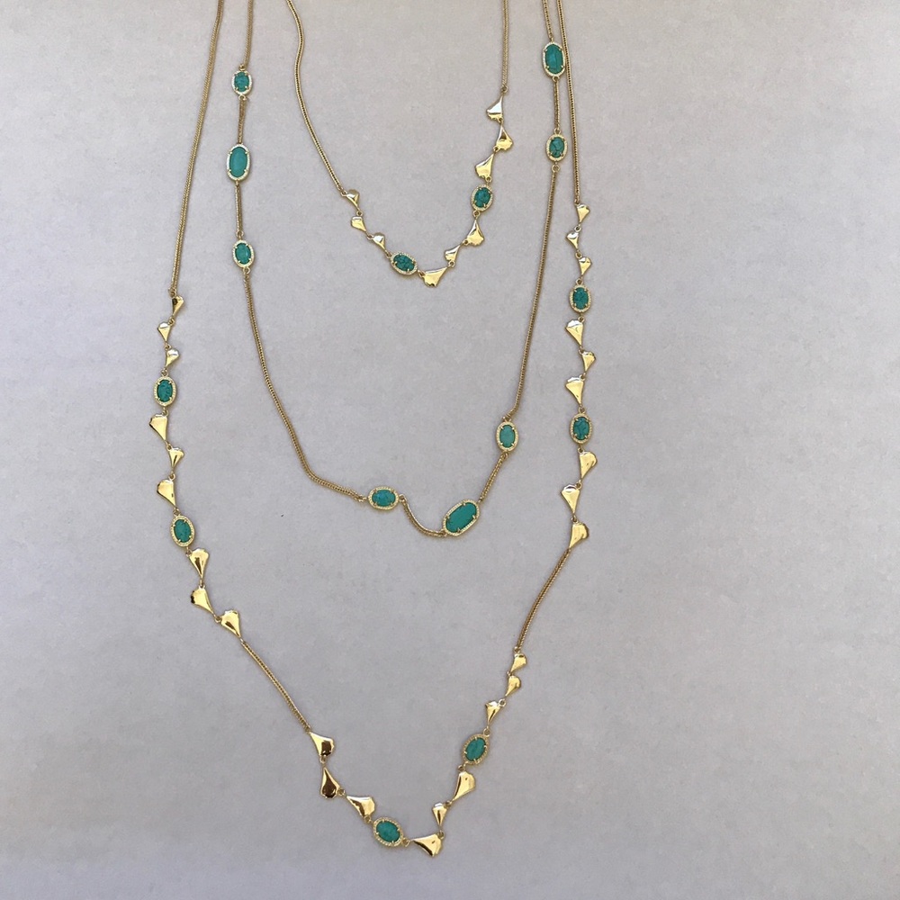 Kendra Scott layered necklace w/ turquoise stones