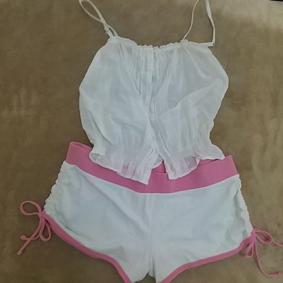 No Boundaries Pants - 💀 Adorable Pink & White Tie Sides Shorts sz XL