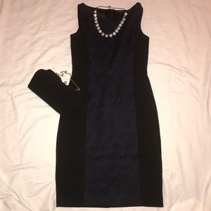 Size 4 Tahari Black & Purple Dress