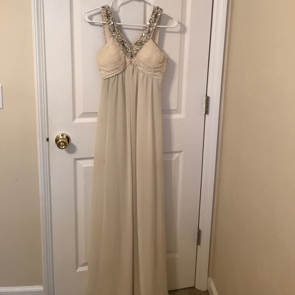 Cream and sequin prom dress
