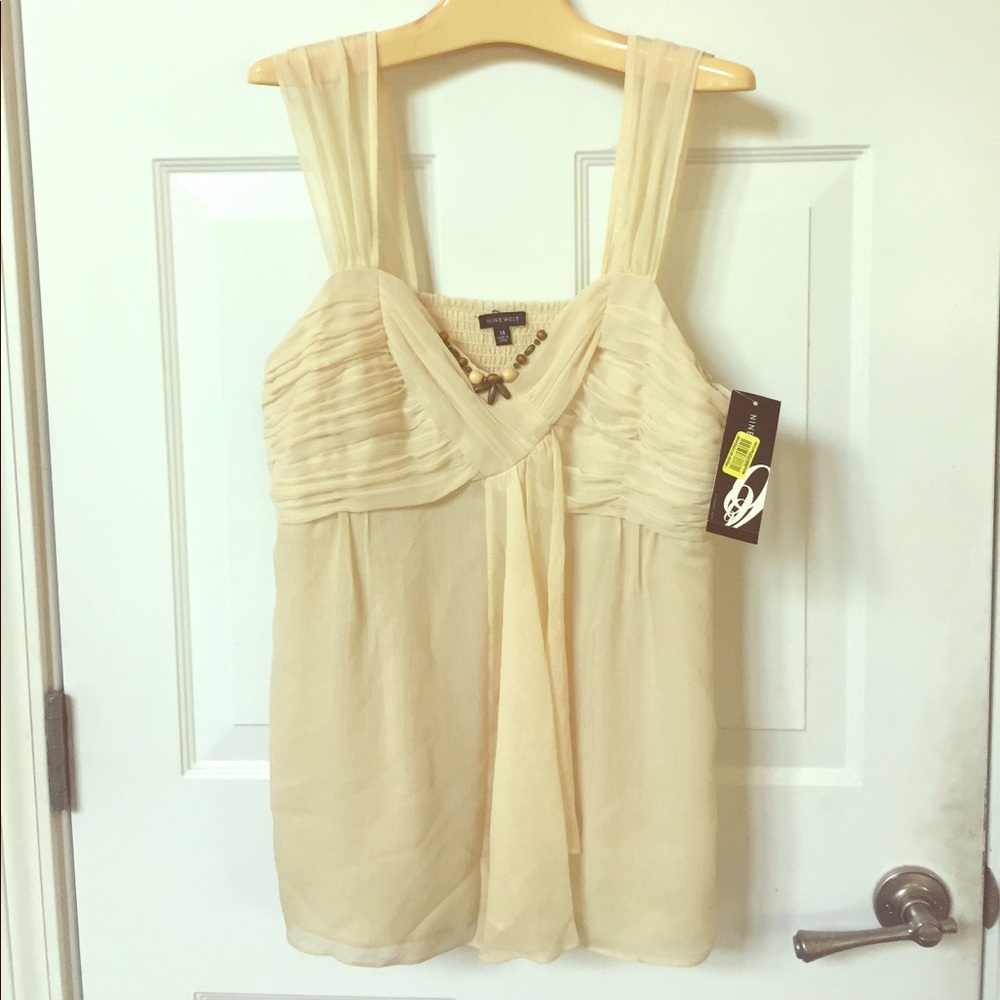Nine West Cream Beaded Tank