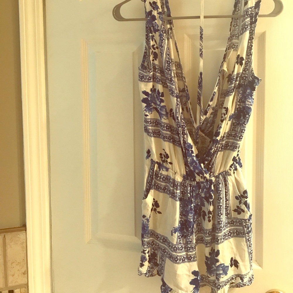 Blue and White Romper