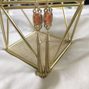 Kendra Scott tassel earrings with coral stone