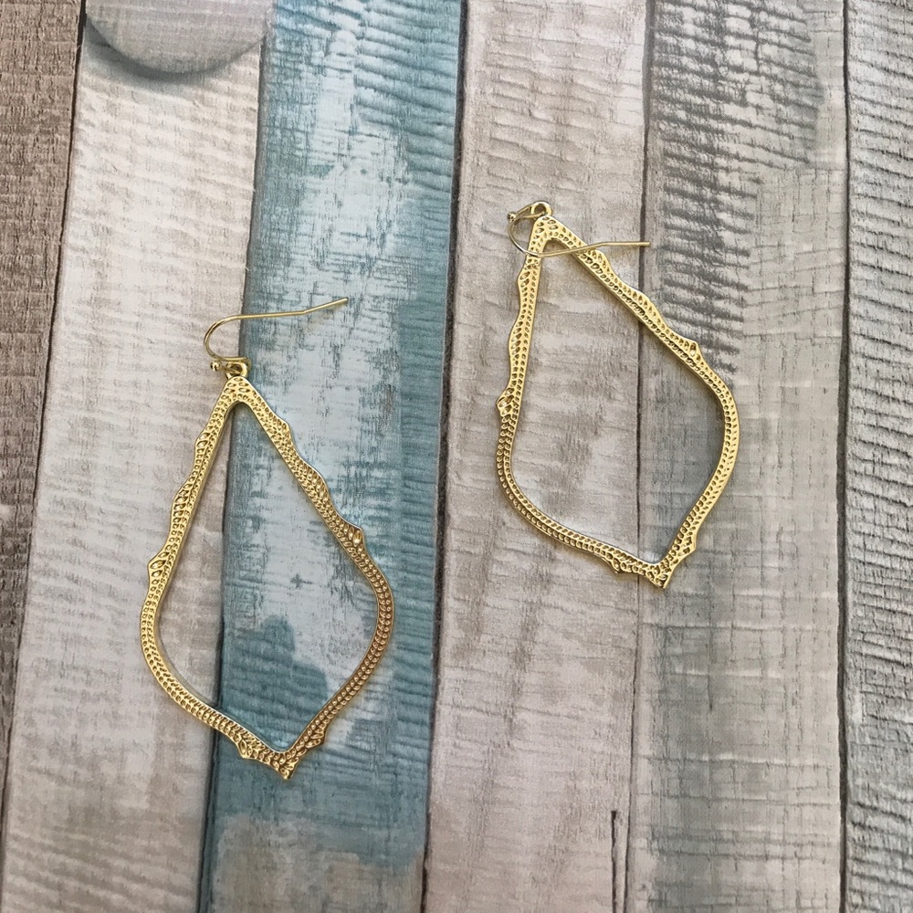 Kendra Scott Gold finish hollow teardrop earrings