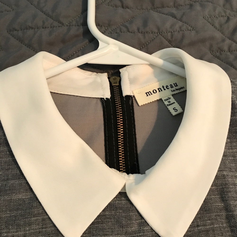 Grey with White Collar Shift Dress