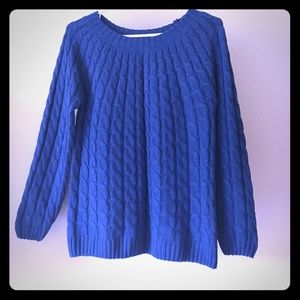 Royal blue cable knit sweater
