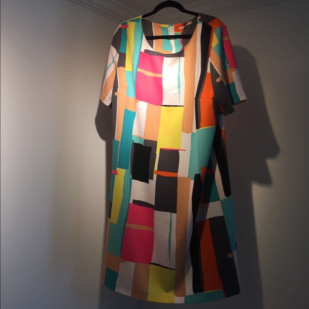 Retro neon block shirt dress