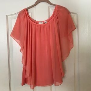 Coral Chiffon Top!