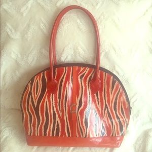 Red Leather Animal Print Purse