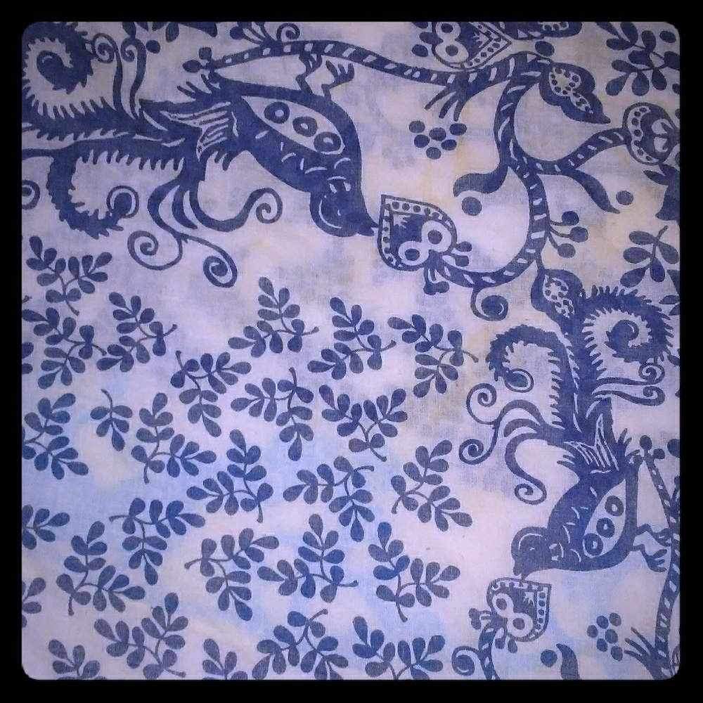 H&M large 36" square bird print cotton scarf