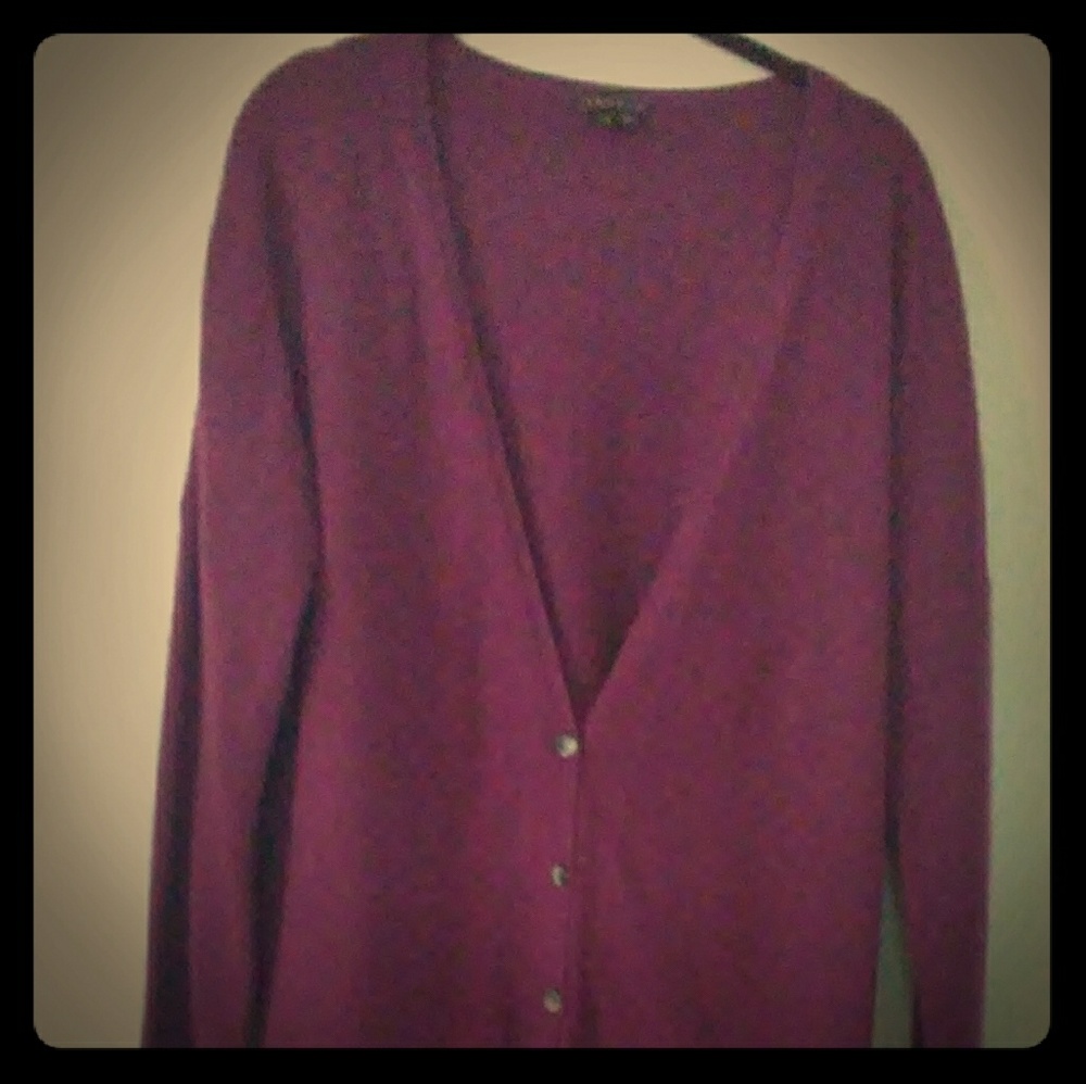 Theory raspberry cashmere long cardigan, m