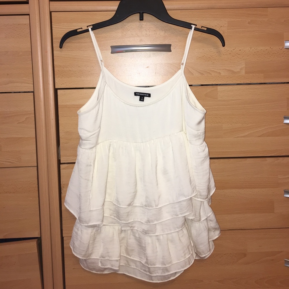 Ruffle layer off white tank top from target