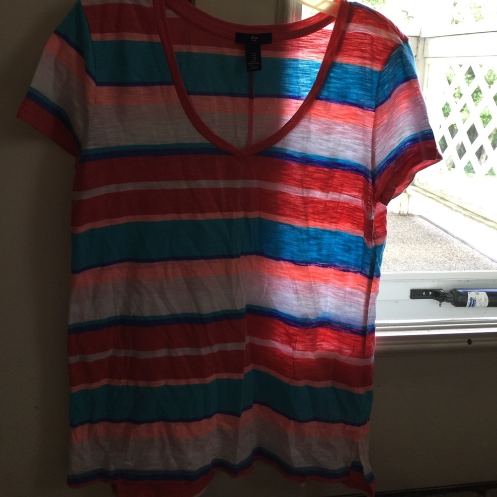 Women's multi stripe v-neck t-shirt