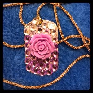 Flower rhinestone dog tag