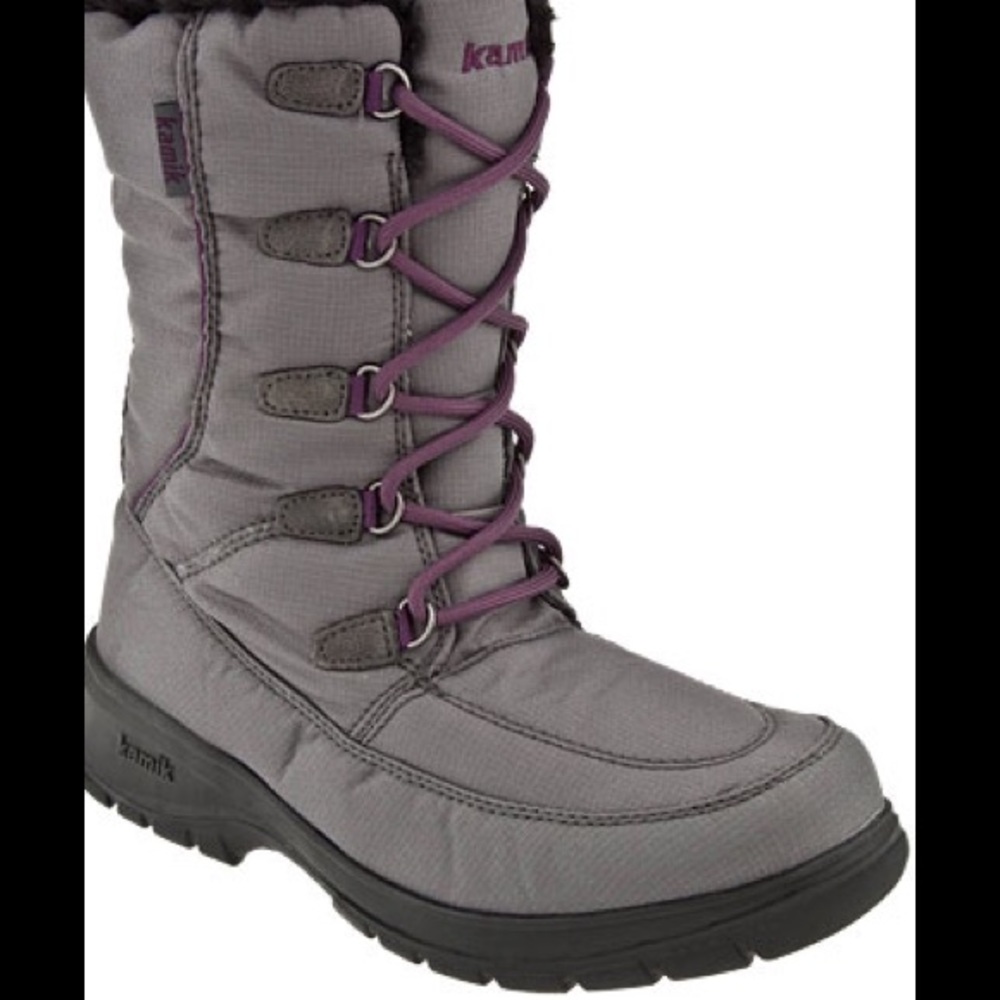 Kamik Brooklyn Winter Snow Boot Grey Purple size 9