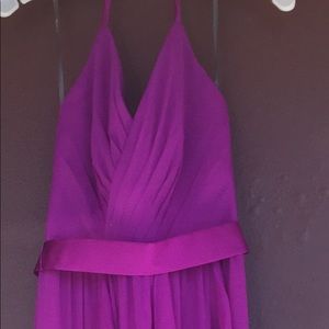 Purple floor length bridesmaid dress