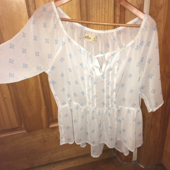 Hollister white sheer loose blouse top - Picture 1 of 4