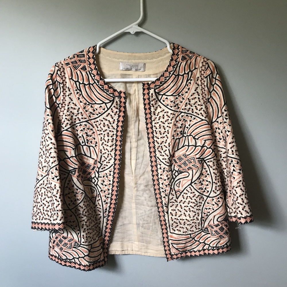 Zara open jacket with embroidery