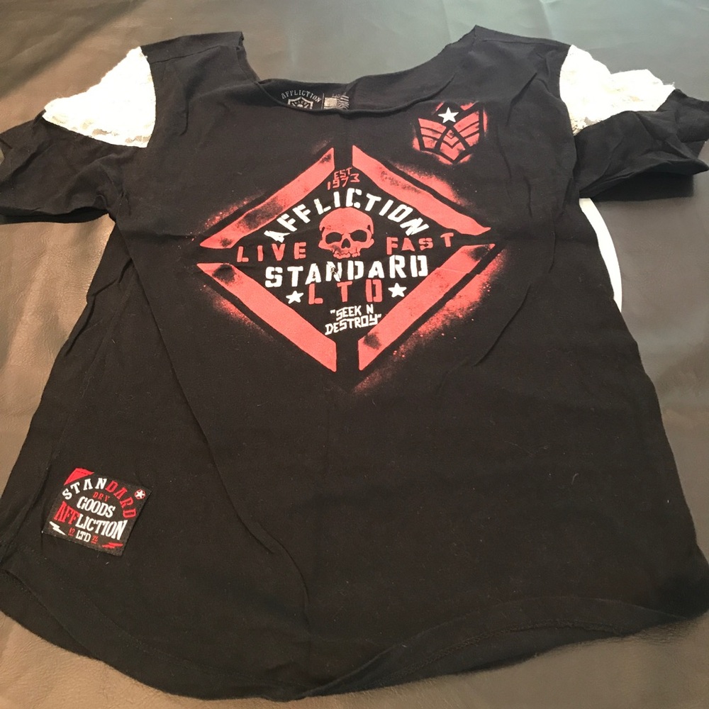 Affliction Scoop Neck/One Shoulder Tee