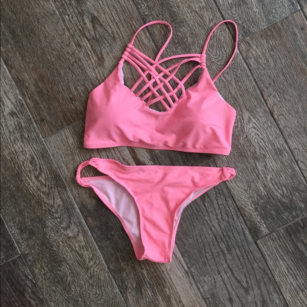 Two piece pink bikini