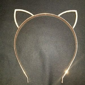 Rose Gold head band with pearl cat ears