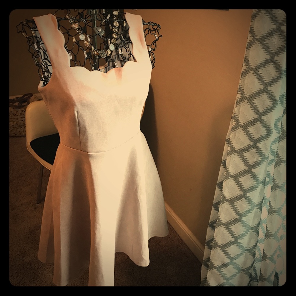 Medium Nude Faux-Suede Brand New A-Line Dress