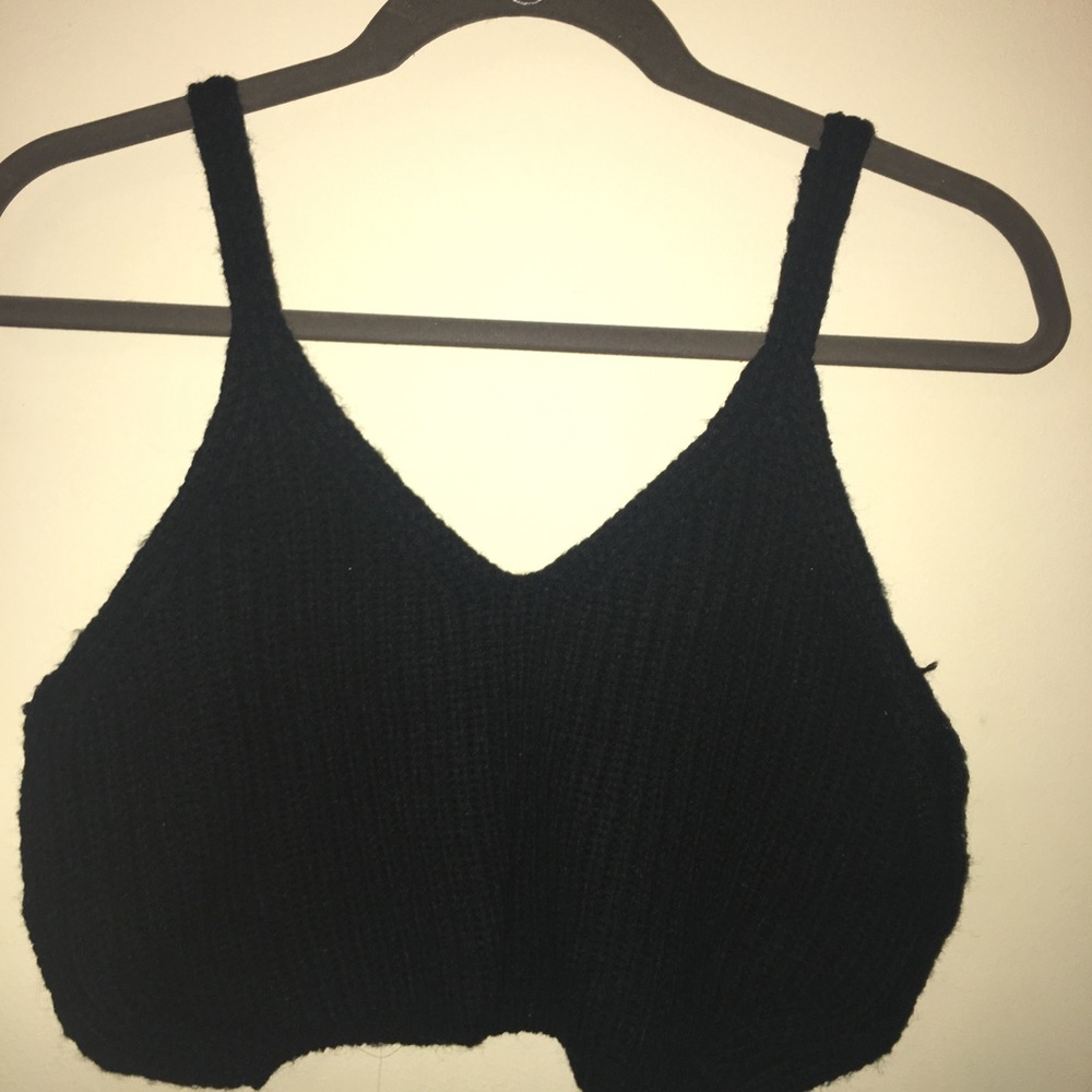 Black Knit Crop Top