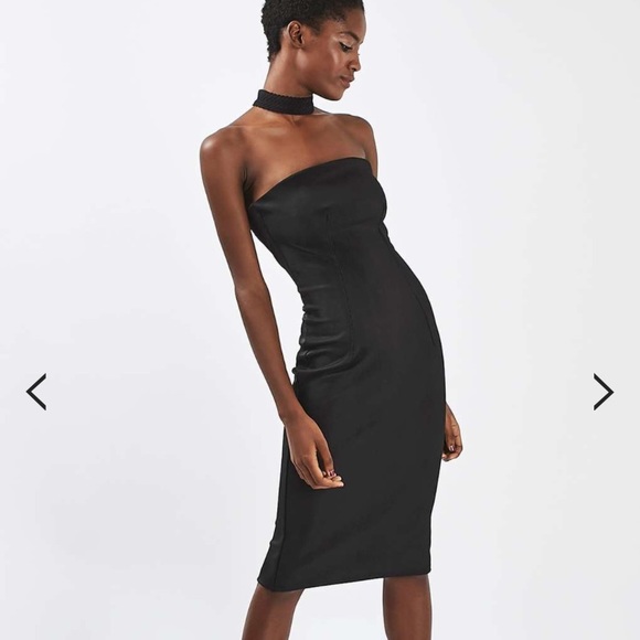 black choker midi dress
