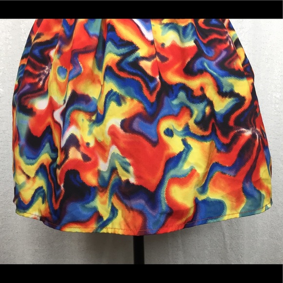 Edgy Colorful Rainbow Lava Mini Dress - Picture 4 of 7