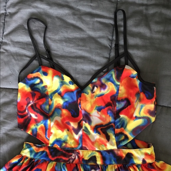 Edgy Colorful Rainbow Lava Mini Dress - Picture 6 of 7