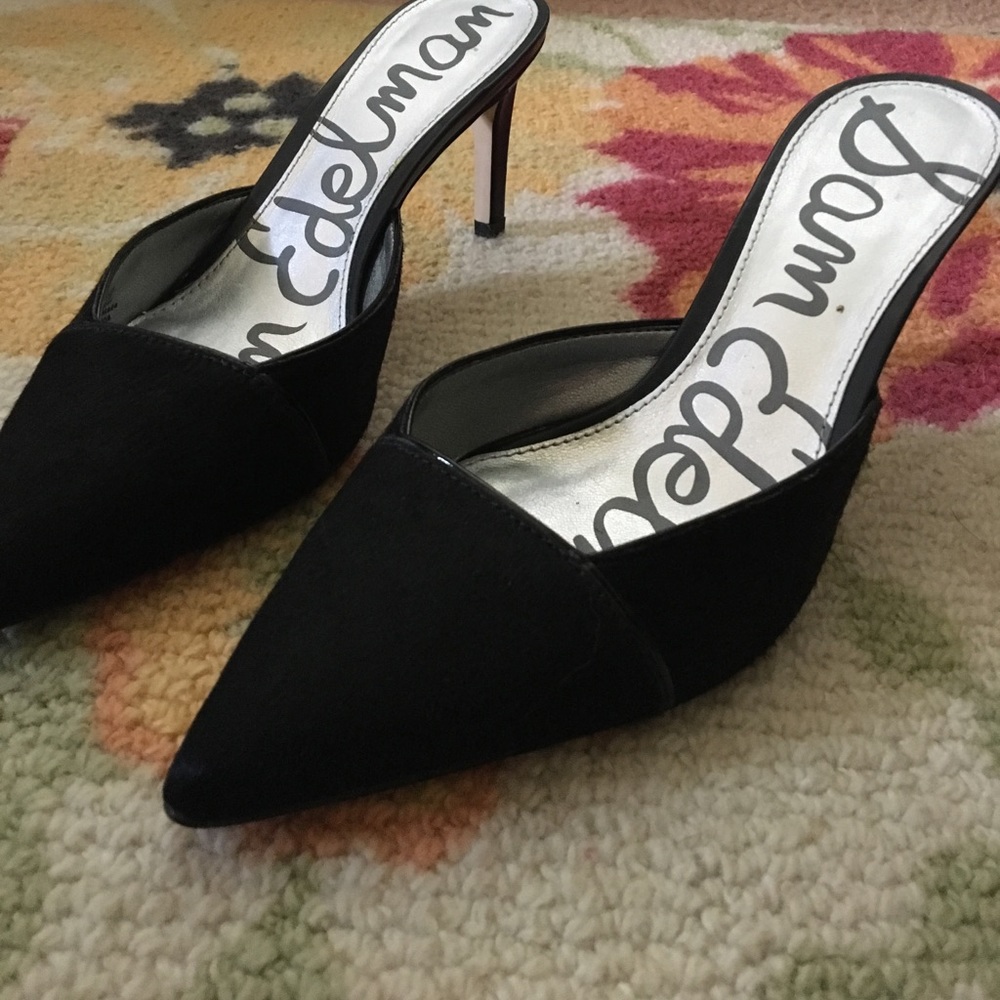 Sam Edelman Black calf hair kitten heels